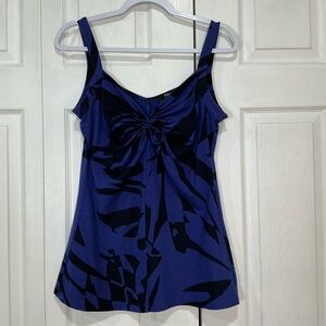 🍓 Express Blue and Black Ruched Front Tank - Large
